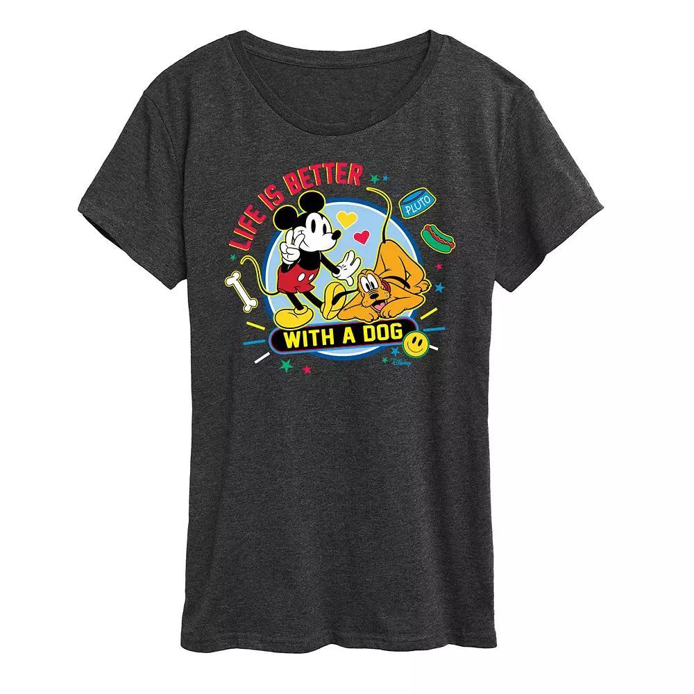 Disney's Mickey Mouse & Pluto Women's Life Is Better With A Dog Graphic Tee,  Product Image
