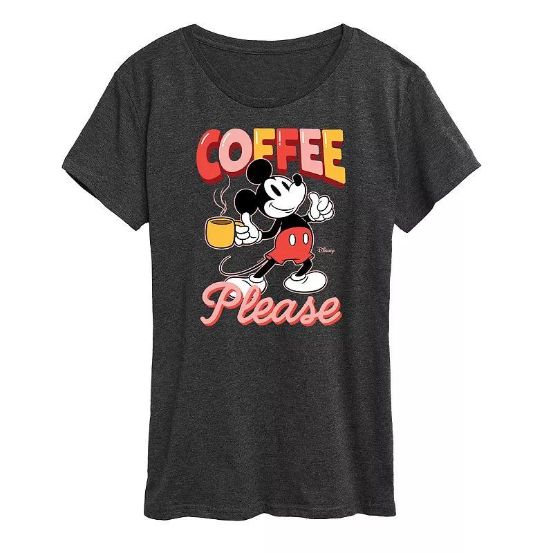 Disneys Mickey Mouse Womens Coffee Graphic Tee Grey Royal Blue Product Image