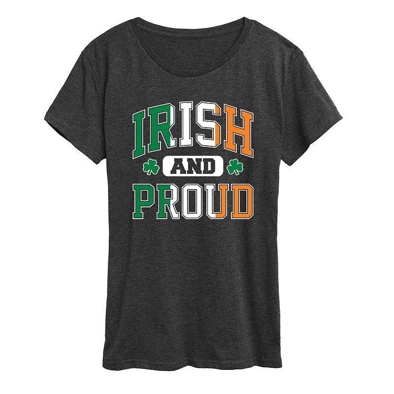 Womens Irish And Proud Graphic Tee Heather Grey Product Image