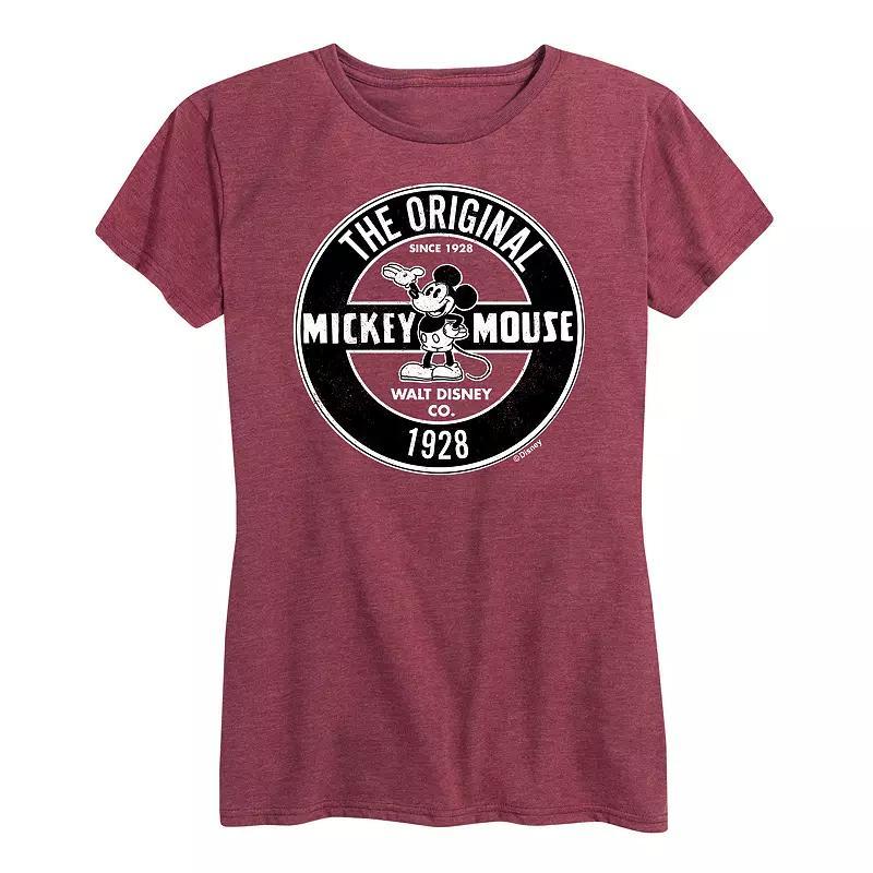 Disney's Mickey Mouse Women's Badge Graphic Tee, Size: Large, Grey Dark Red Product Image