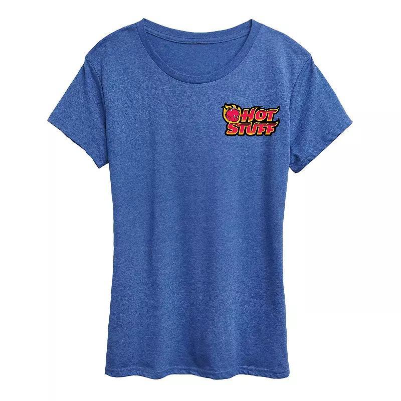 Womens Hot Stuff Cute But Weird Graphic Tee, Girls Grey Blue Product Image