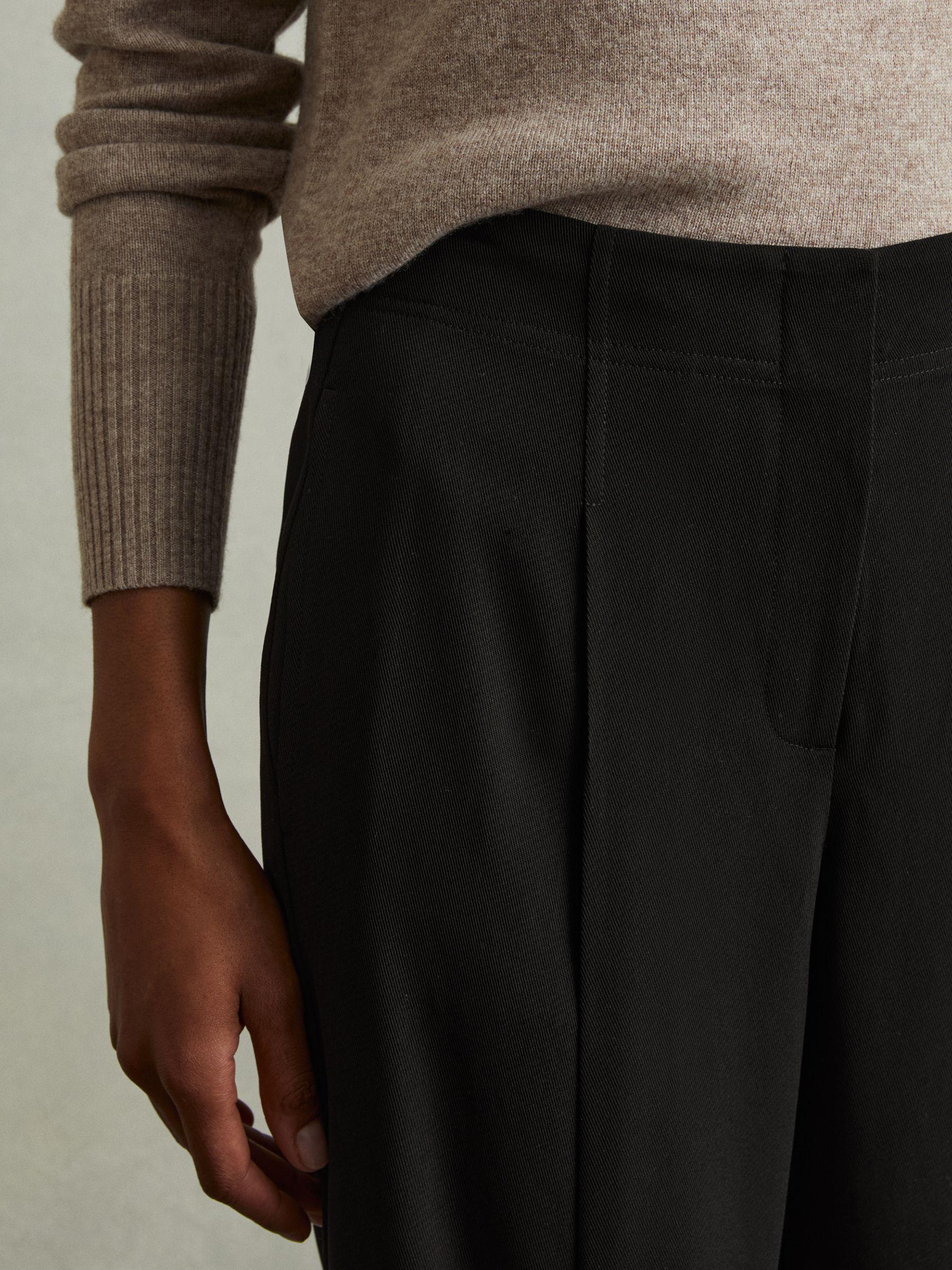 Front Pleat Tapered Trousers in Black Product Image