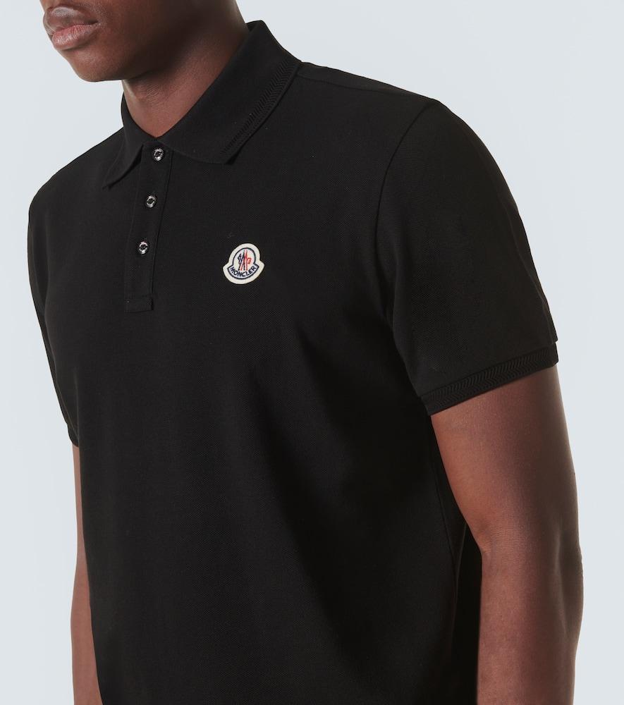 MONCLER Logo Patch Cotton Polo Shirt In Blue Product Image