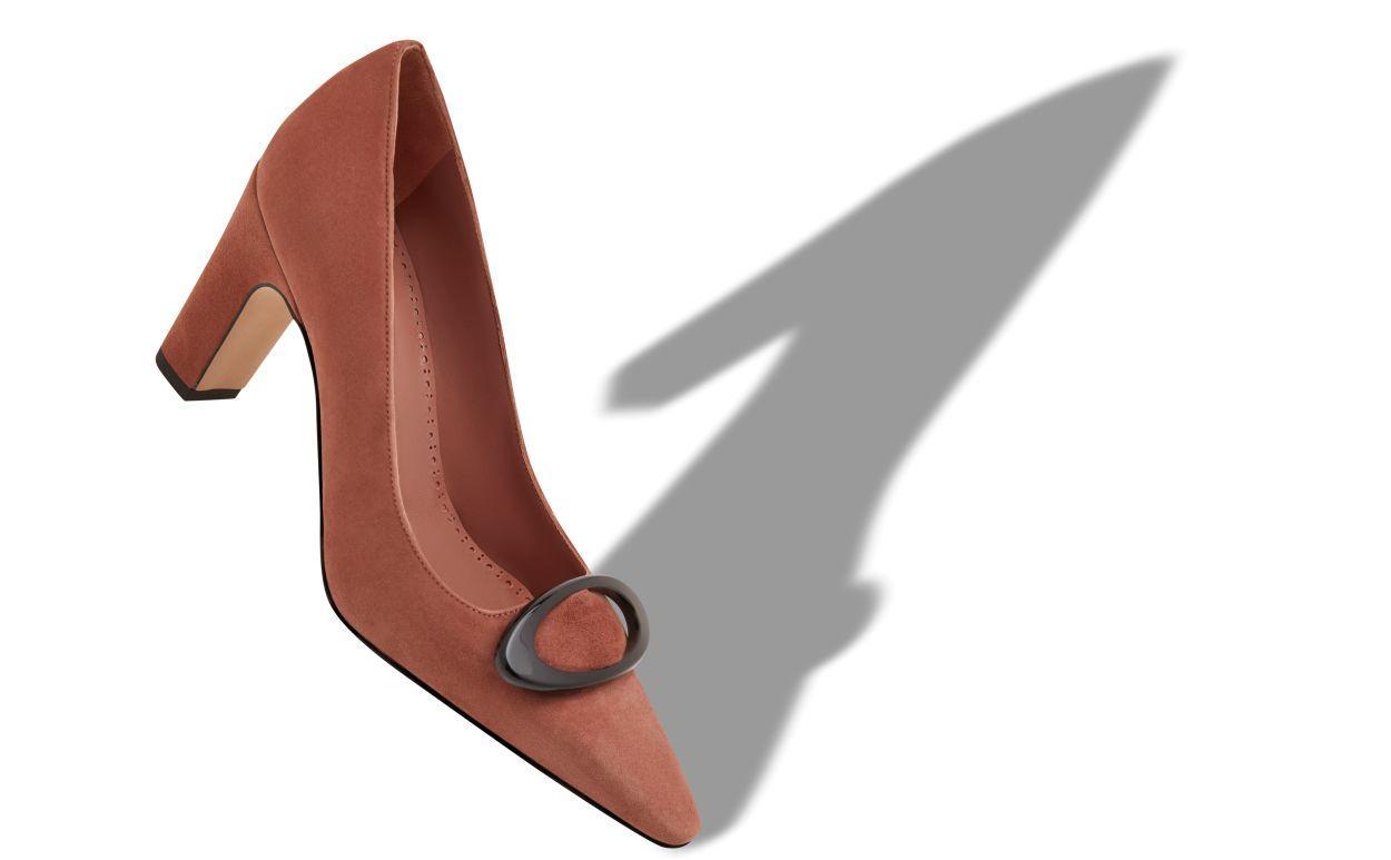 FENIXHI Brown Suede Pointed Toe Pumps Product Image