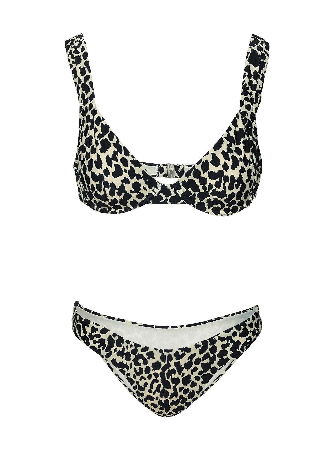 Ellie High Cut Cheeky Bikini Bottoms Leopard Product Image