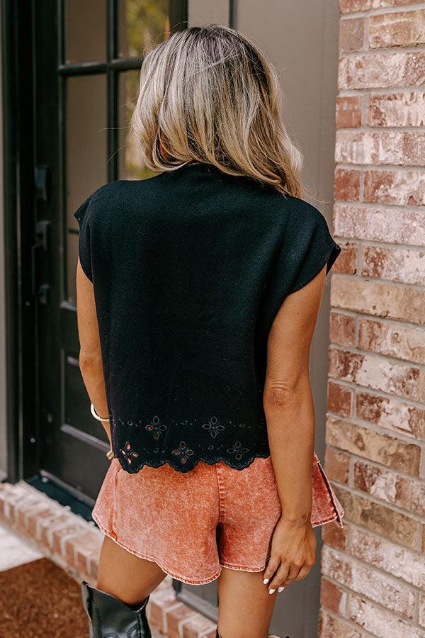 Couture Classic Eyelet Sweater Top in Black Product Image