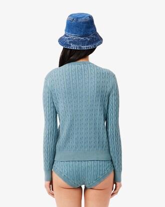 Washed Effect Cable Knit Cardigan Product Image