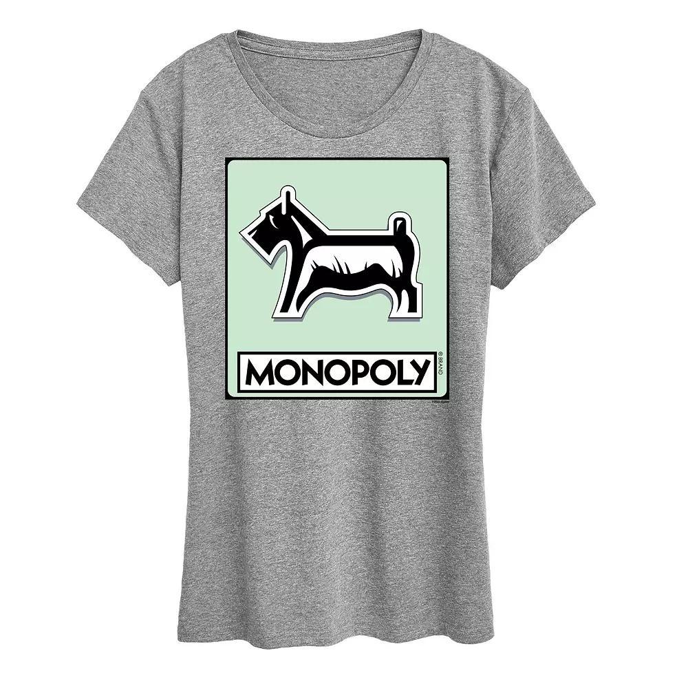 Womens Monopoly Dog Token Graphic Tee Grey Gray Product Image