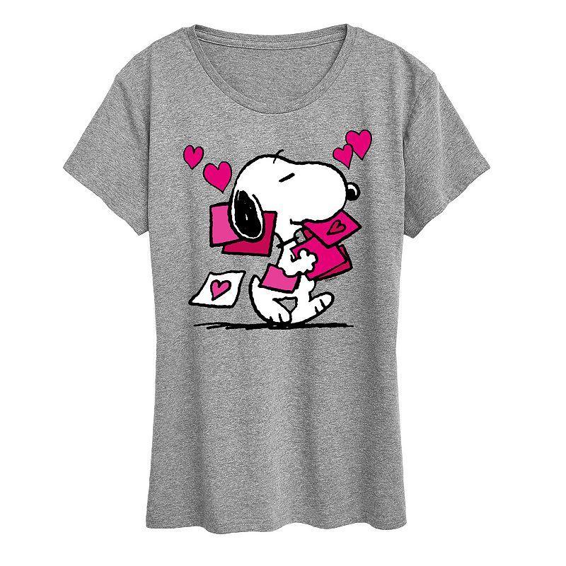 Women's Peanuts Snoopy Valentine's Cards Graphic Tee, Size: XL, White Product Image