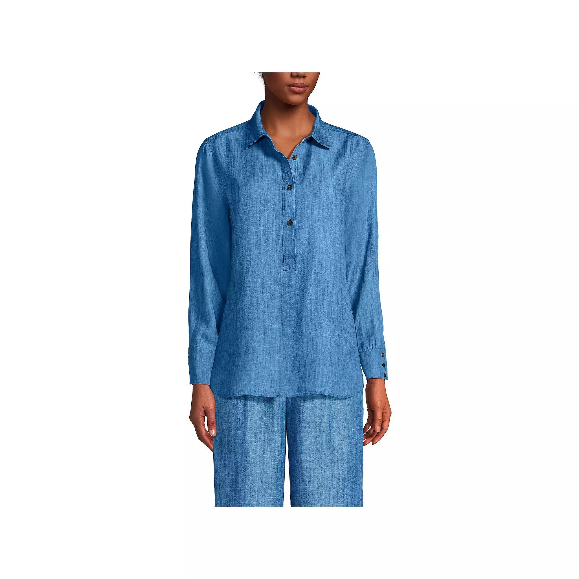 Women's Lands' End Button Front Popover Shirt,  Product Image