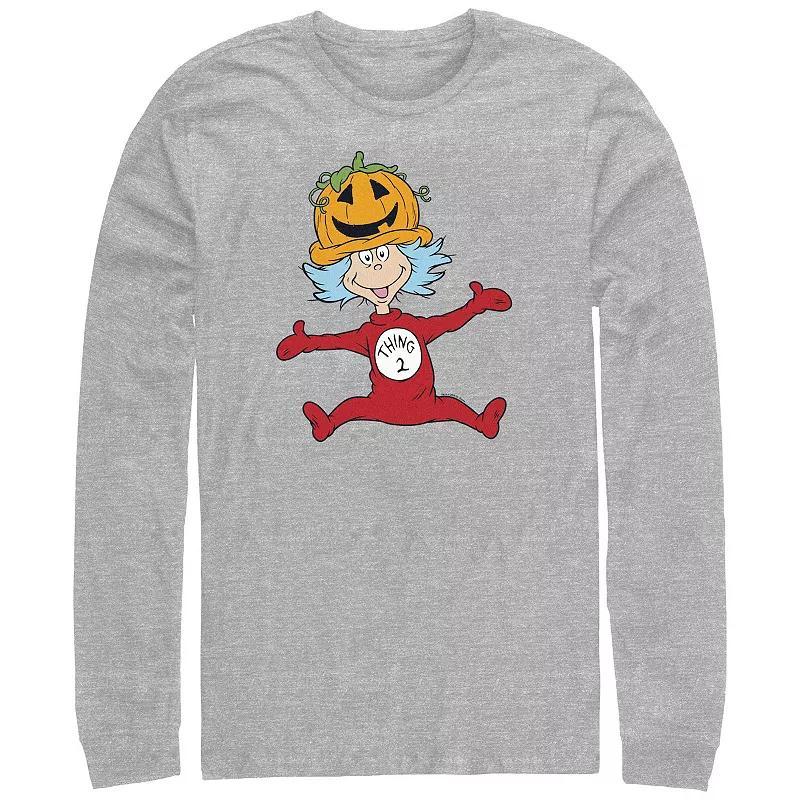 Men's Dr. Seuss Thing 2 Pumpkin Hat Long Sleeve Graphic Tee, Size: 4XL Tall, Athletic Grey Product Image