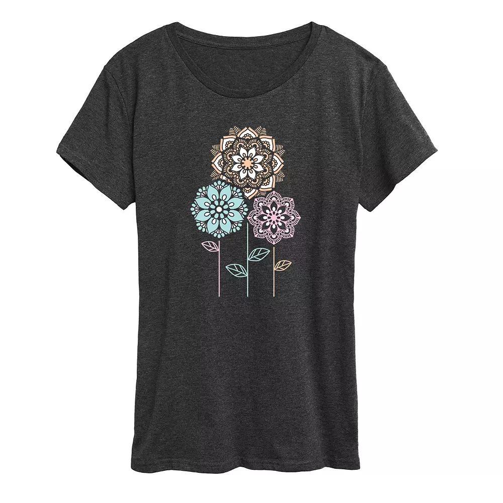 Women's Mandala Flowers Graphic Tee, Girl's,  Product Image