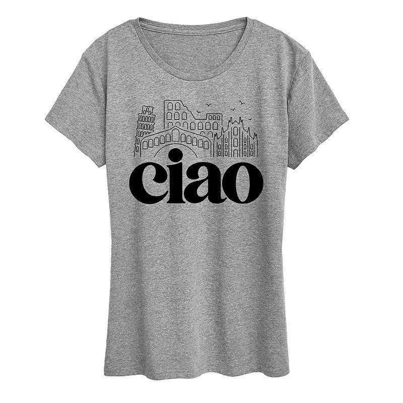 Missy Plus Size Ciao Italy Landmarks Graphic Tee, Womens Grey Gray Product Image