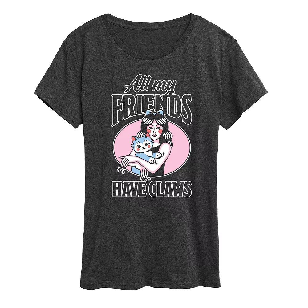 Women's All My Friends Have Claws Graphic Tee, Size: Medium, Heather Grey Product Image