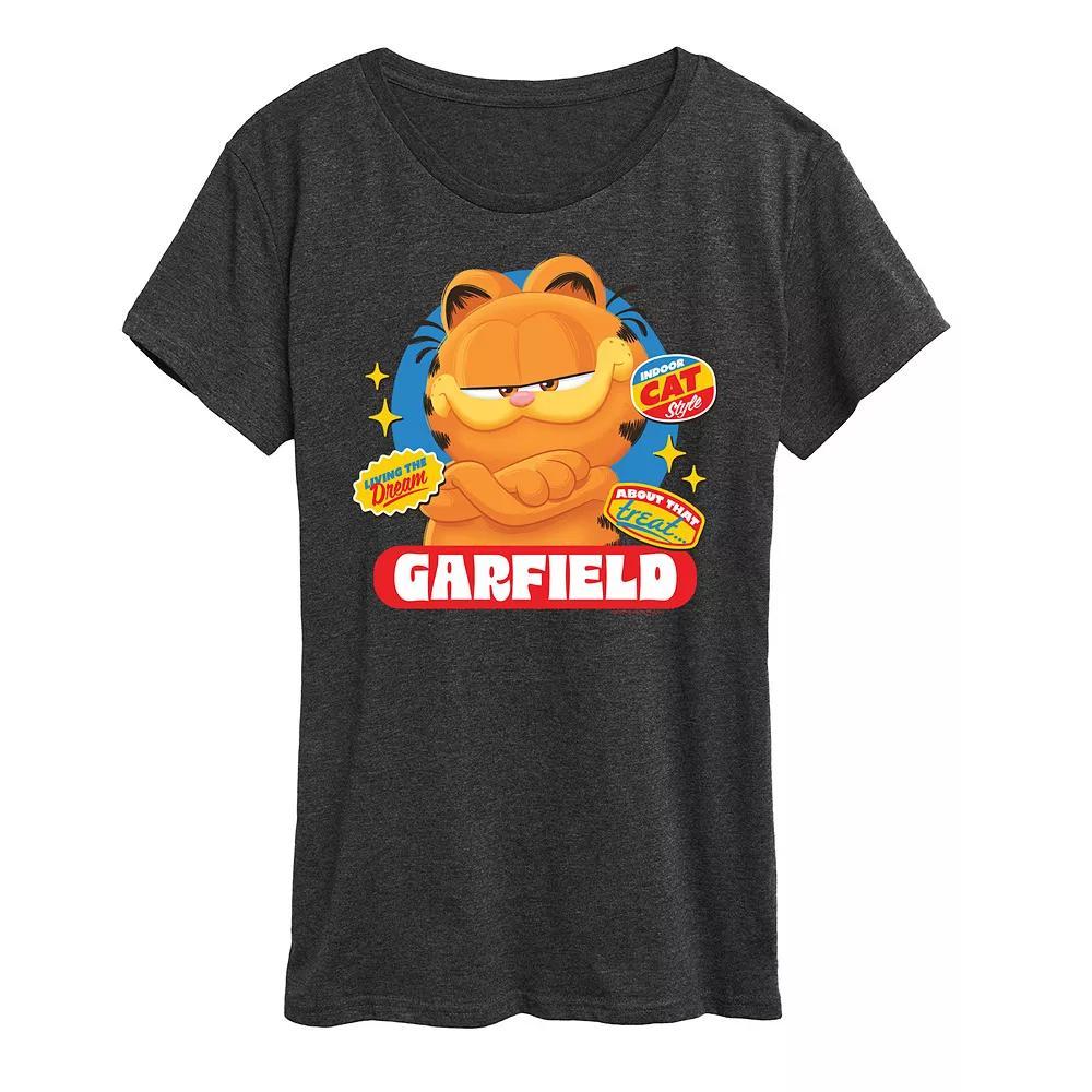 Women's The Garfield Movie Stickers Graphic Tee, Size: Medium, Heather Grey Product Image