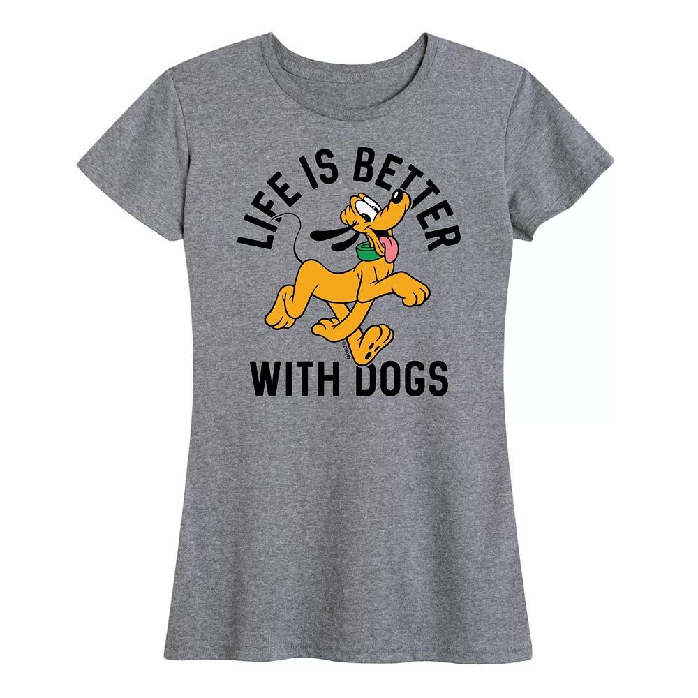 Disney's Pluto Plus Life Is Better With Dogs Graphic Tee, Women's, Size: 4XL, Grey Gray Product Image