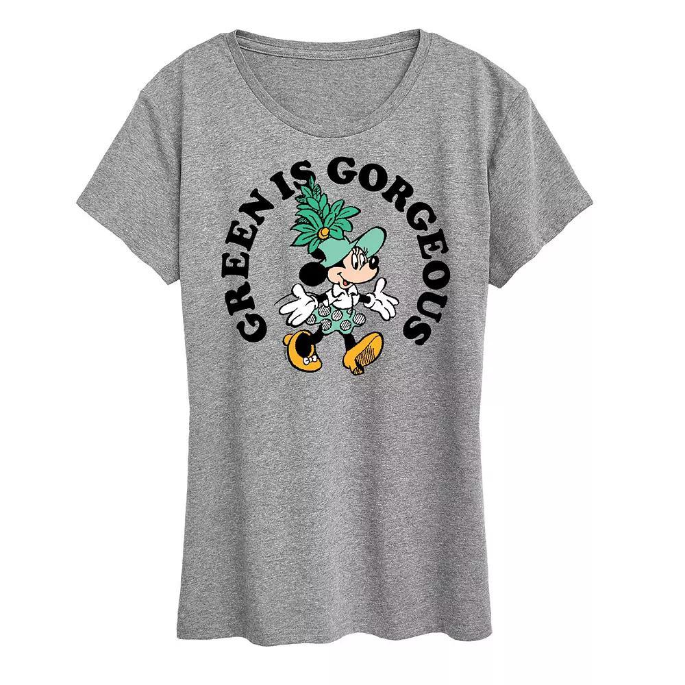 Disney's Minnie Mouse Women's Green Is Gorgeous Graphic Tee,  Product Image