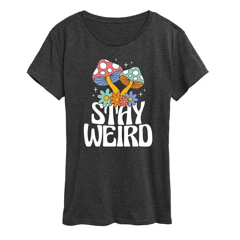 Women's Stay Weird Mushrooms Graphic Tee, Girl's, Size: Large, Heather Grey Product Image