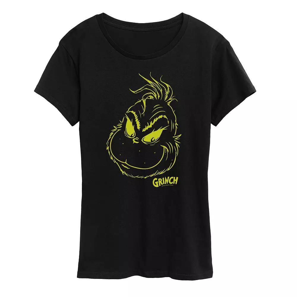 Women's Dr. Seuss The Grinch Face Graphic Tee, Girl's,  Product Image