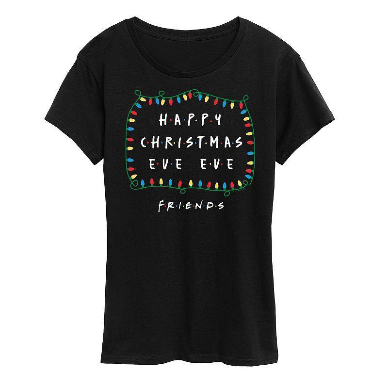 Women's Friends Happy Christmas Eve Eve Graphic Tee, Girl's, Size: XL, Black Product Image