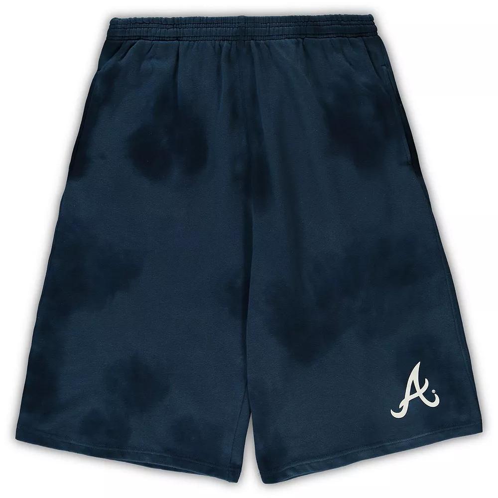 Men's Navy Atlanta Braves Big & Tall Tye Dye Fleece Shorts,  Product Image