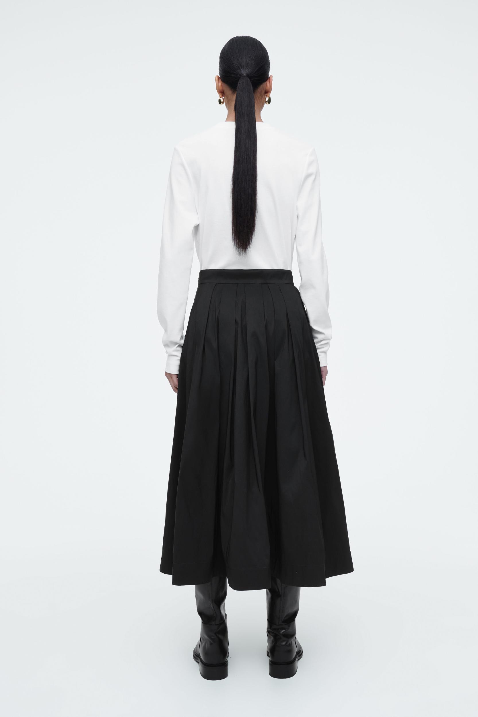 PLEATED A-LINE MIDI SKIRT Product Image