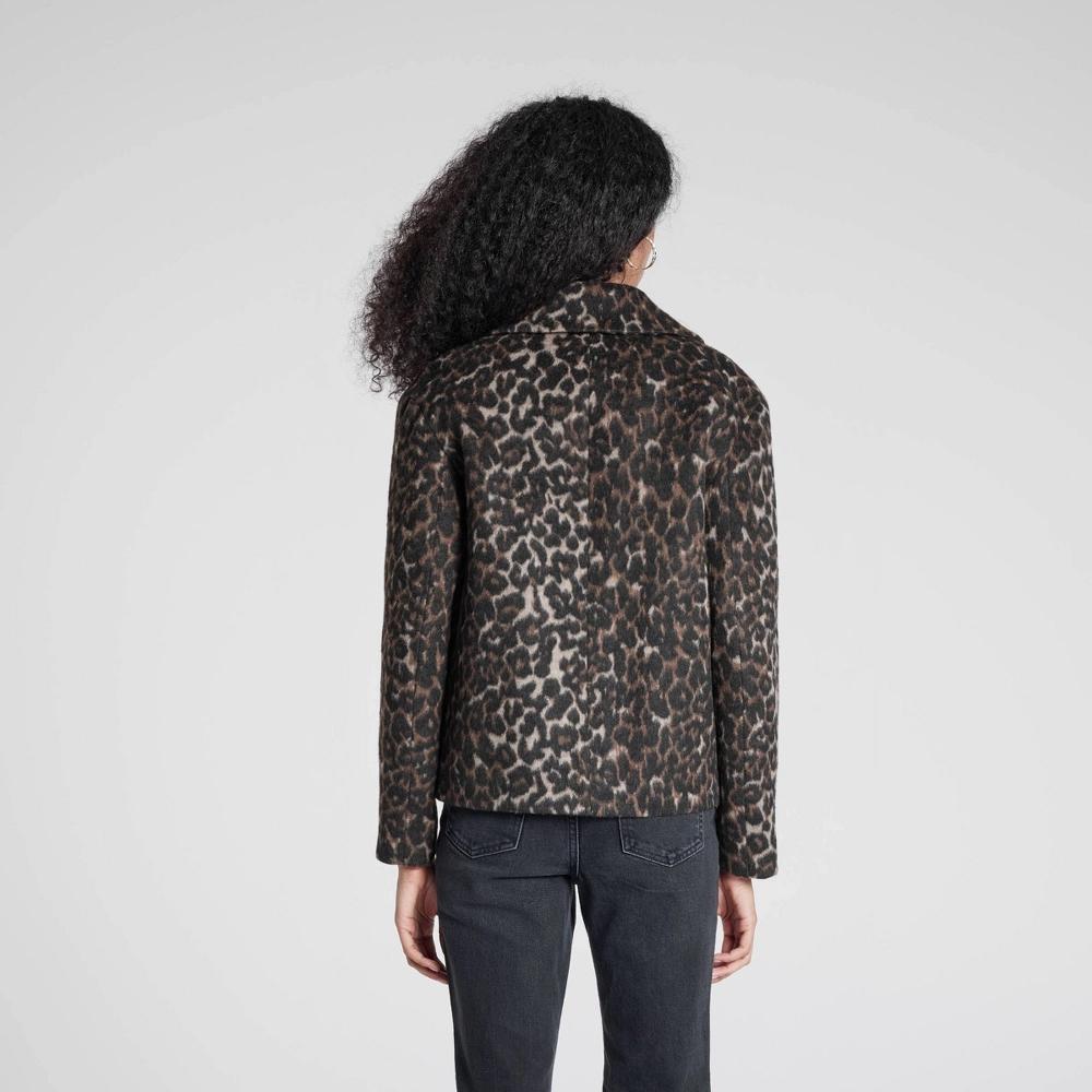 Womens Pea Coat - A New Day Brown Leopard Print XXL Product Image