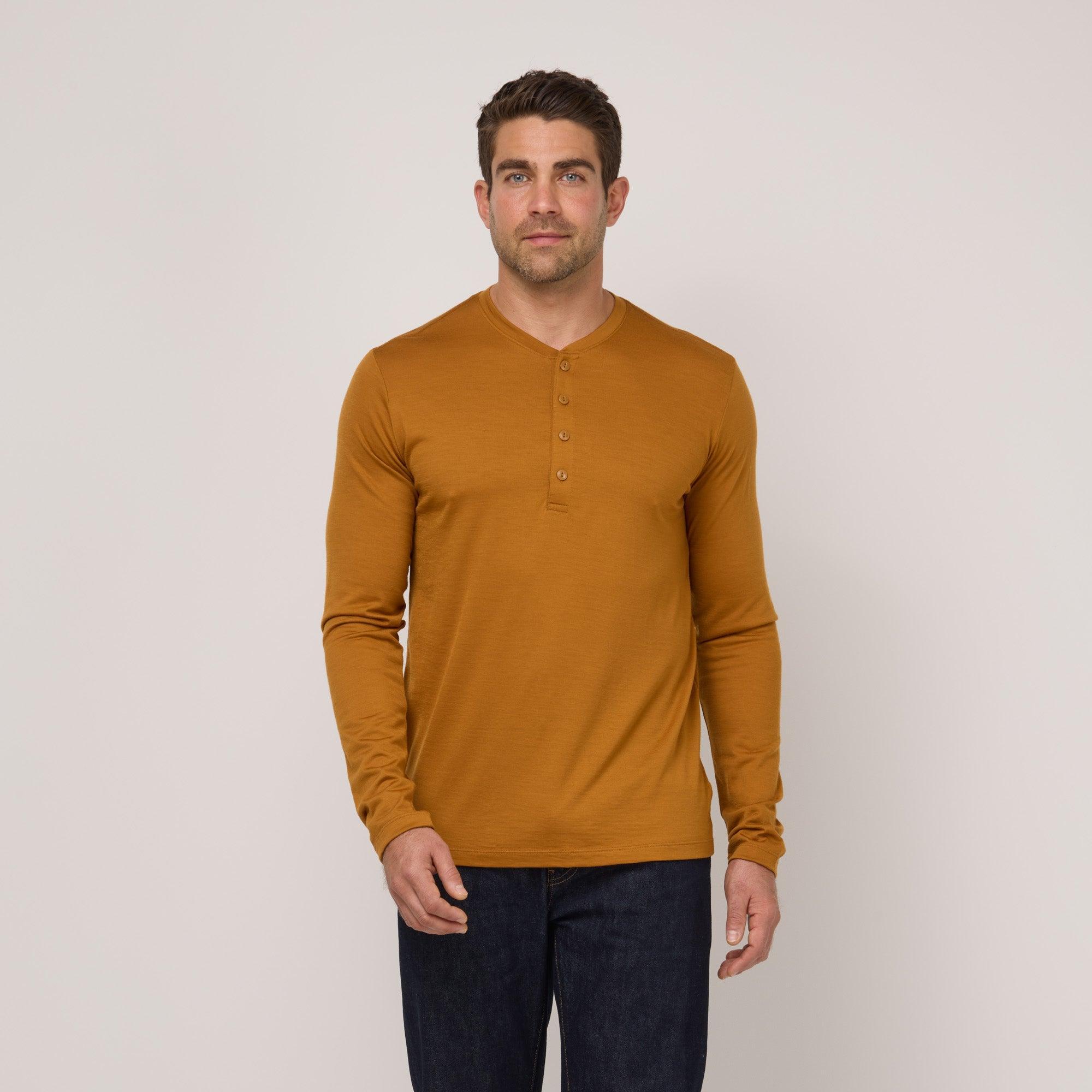 Merino Wool Henley | Ochre Product Image