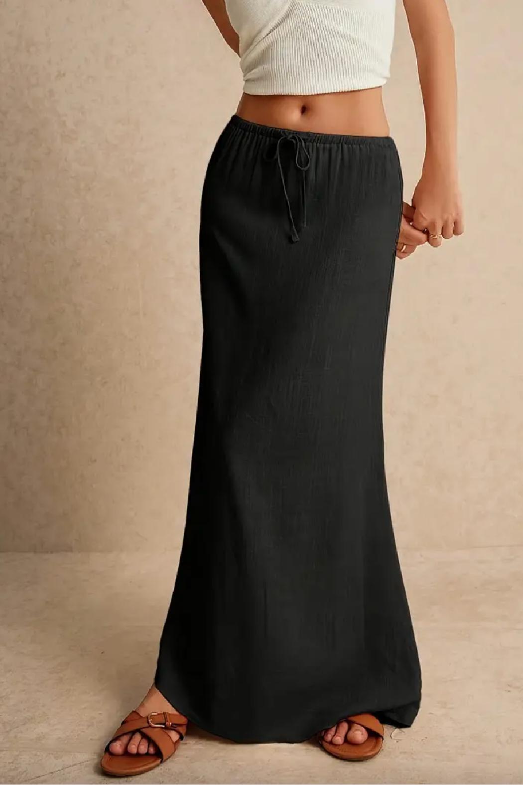 Linen Drawstring Maxi Skirt Product Image
