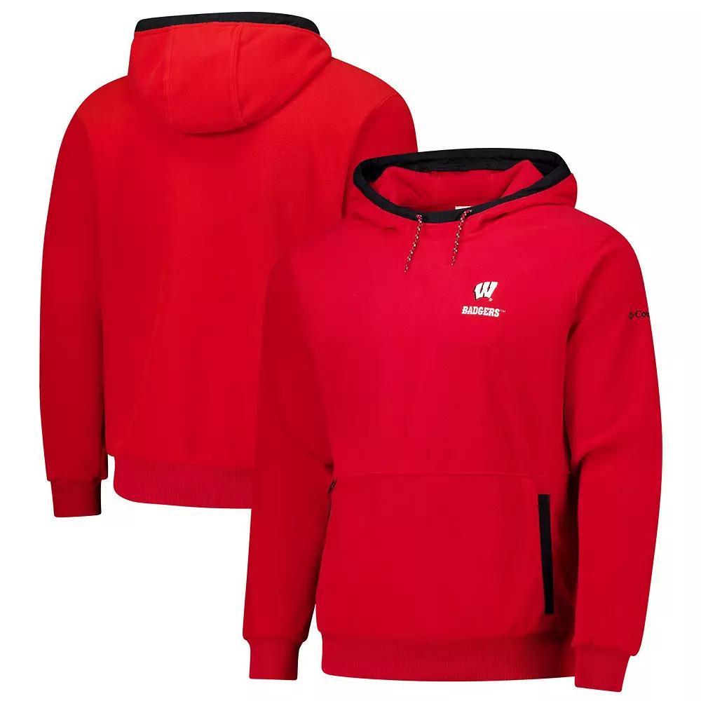 Men's Columbia Red Wisconsin Badgers Flanker Fleece Pullover Hoodie,  Product Image