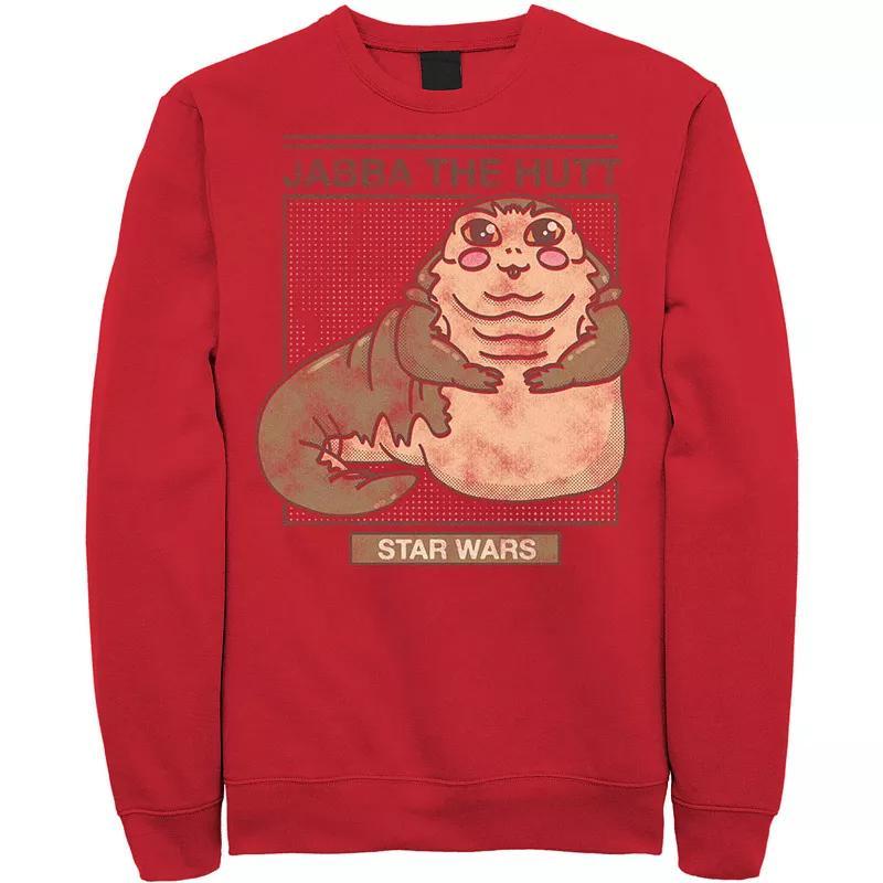 Men's Star Wars Jabba The Hutt Cartoon Cute Portrait Grid Sweatshirt, Size: 3XL, White Product Image