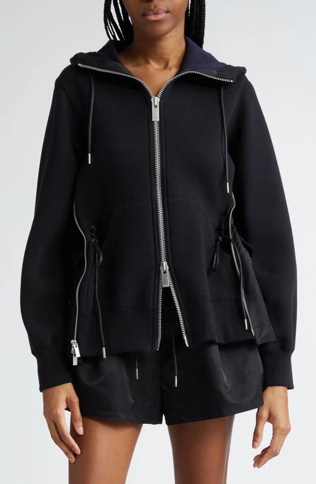 SACAI Ma-1 Side Gusset Sponge Hoodie In Black Product Image