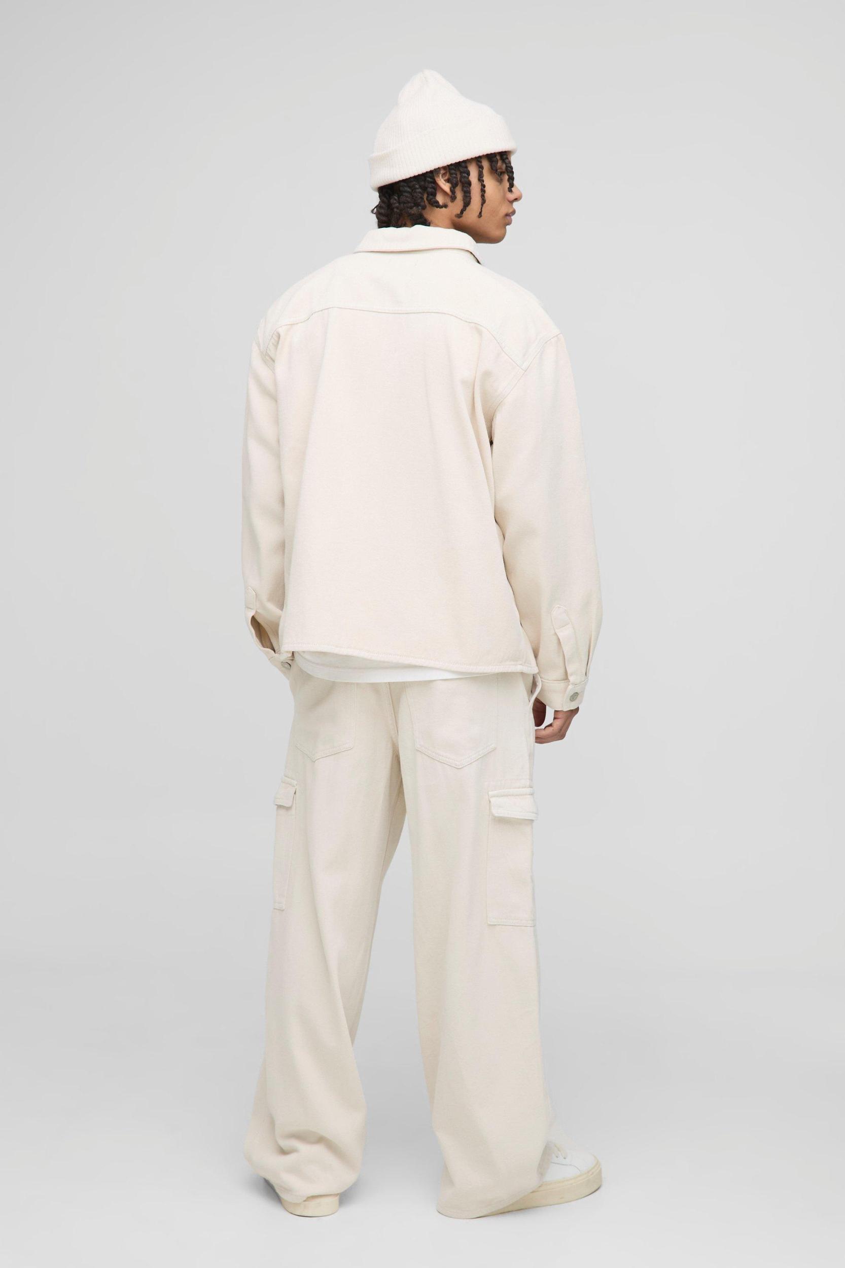 Baggy Fit Stone Washed Cargo Jeans | boohooMAN USA Product Image