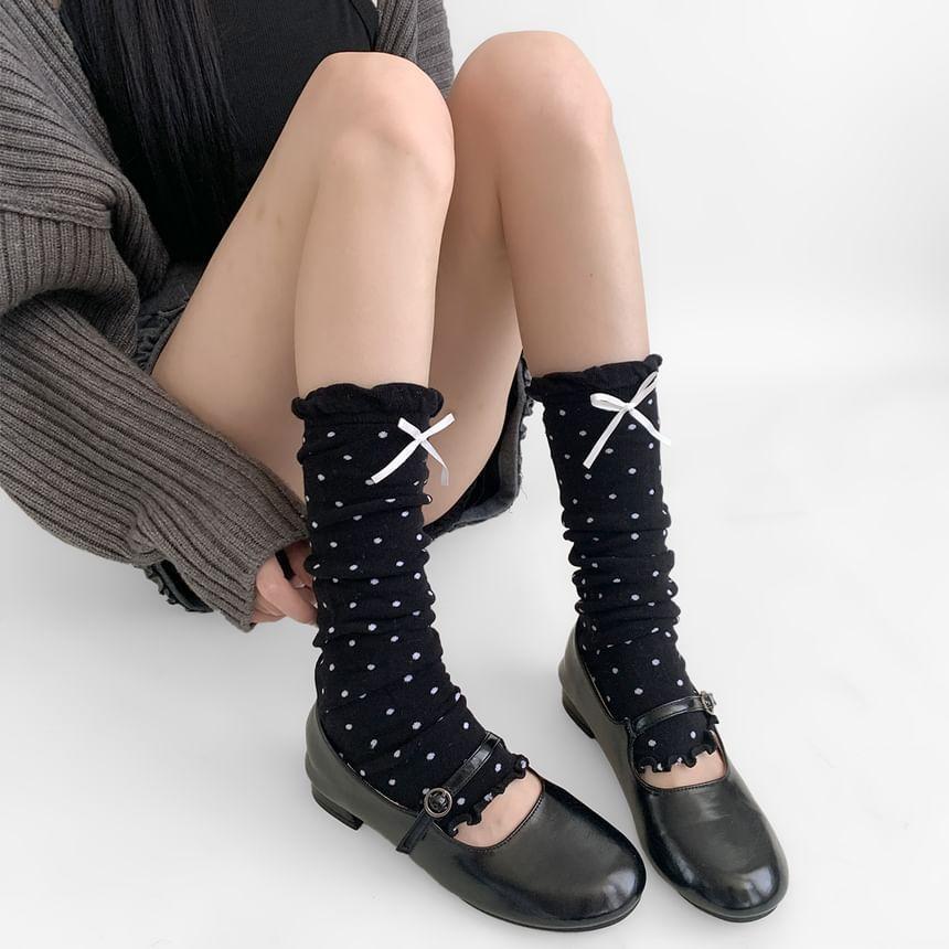 Dotted Bow Accent Leg Warmers Product Image