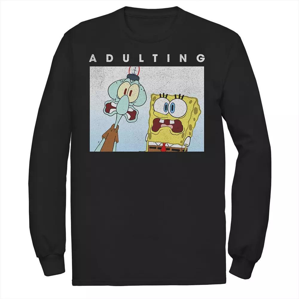Men's SpongeBob SquarePants & Squidward Scared Of Adulting Tee,  Product Image