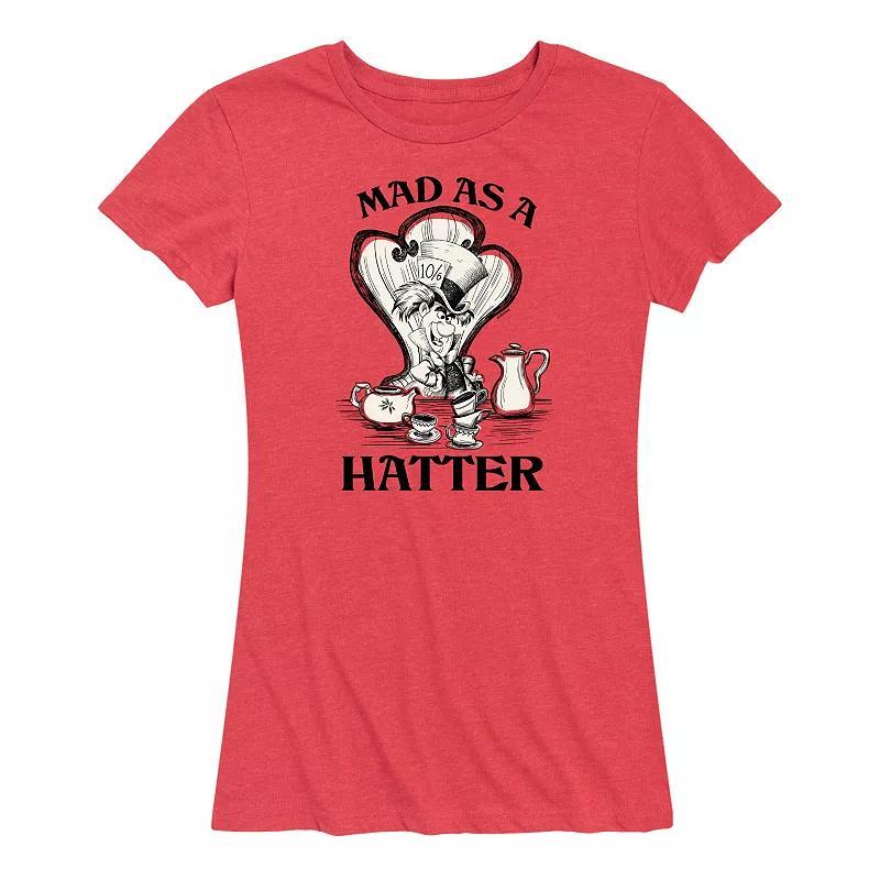 Disney's Alice in Wonderland Women's Mad As A Hatter Graphic Tee, Girl's, Size: Small, Grey Gray Product Image