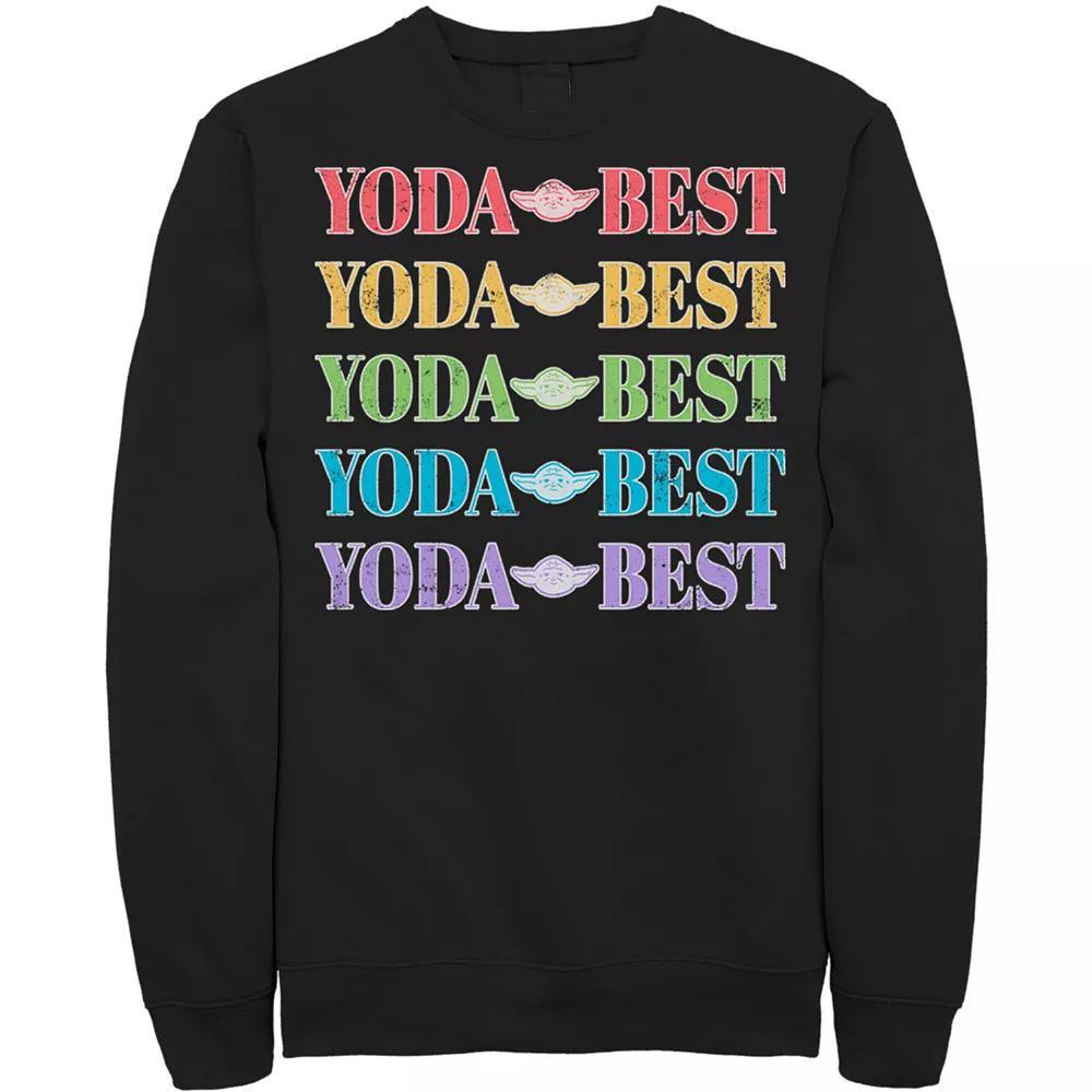Men's Star Wars Pride Yoda Best Rainbow Text Stack Sweatshirt,  Product Image