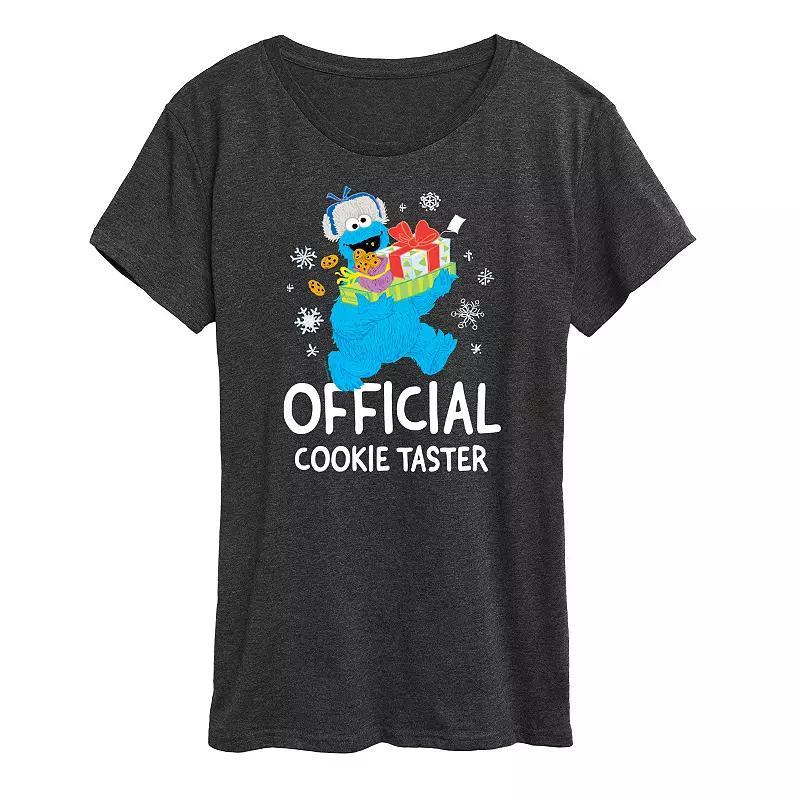 Womens Sesame Street Cookie Taster Graphic Tee, Girls Heather Grey Product Image