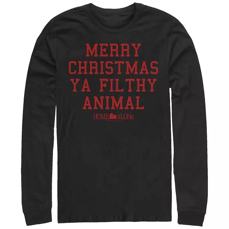 Big & Tall Home Alone Merry Christmas Ya Filthy Animal Long Sleeve Graphic Tee, Men's, Size: Large, Black Product Image