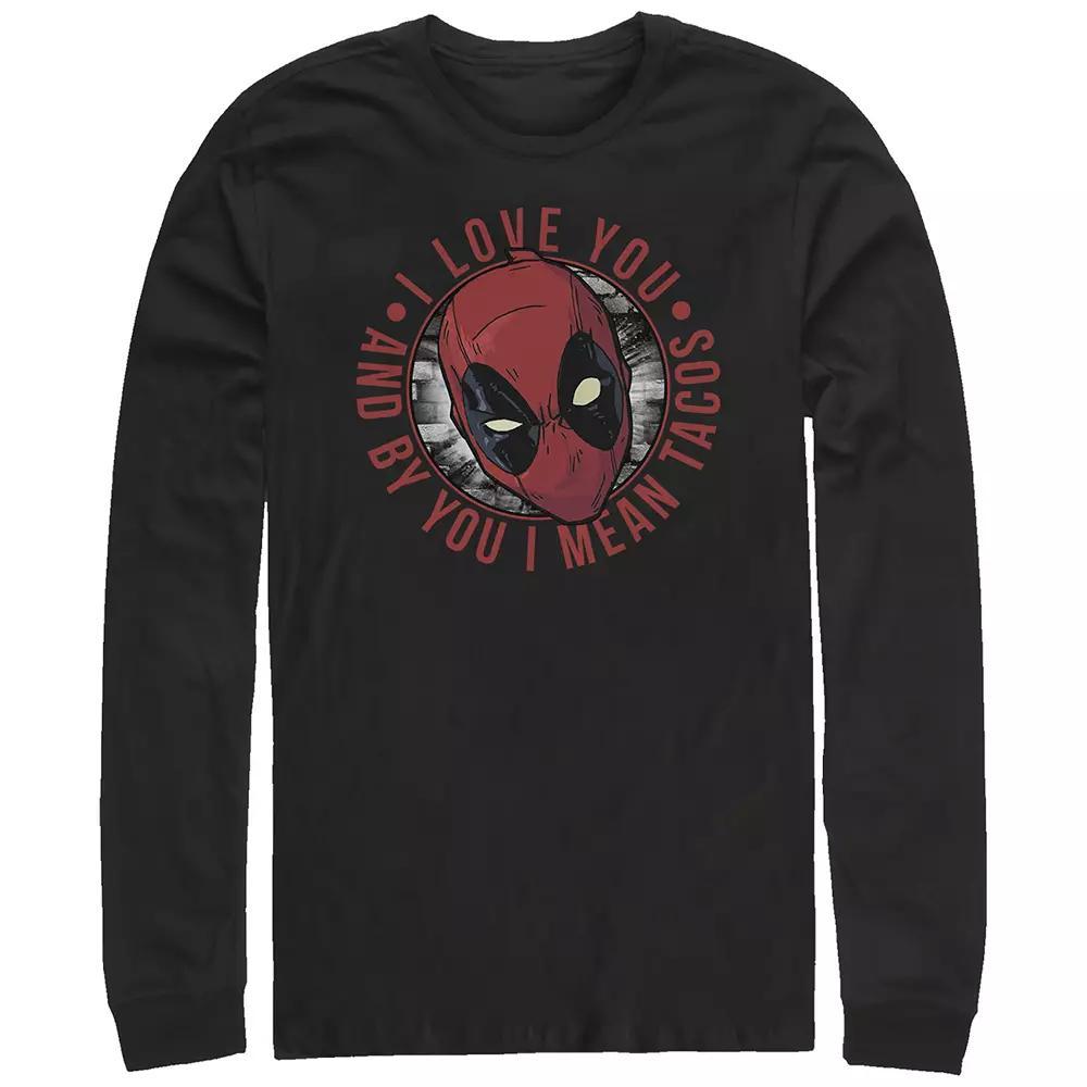 Big & Tall Marvel Deadpool I Love Tacos Long Sleeve Graphic Tee, Men's, Size: Large Tall, Black Product Image