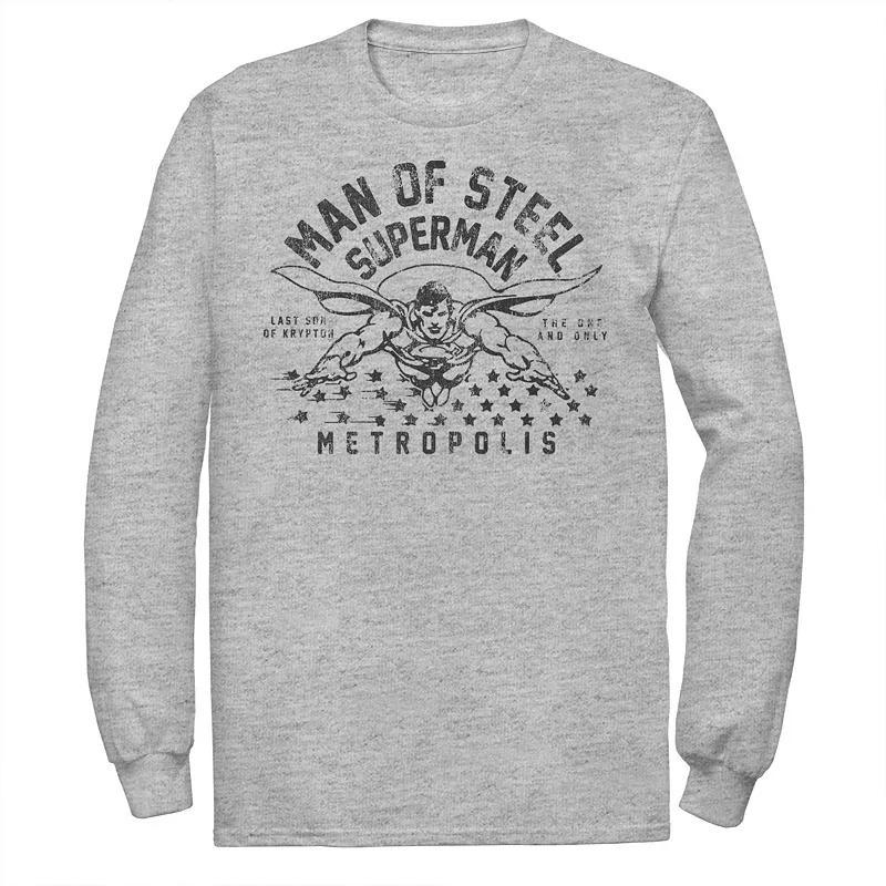 Mens DC Comics Superman Man Of Steel Line Art Portrait Tee Athletic Grey Product Image