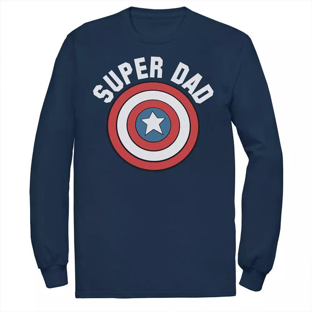 Big & Tall Marvel Father's Day Super Dad Captain America Shield Long Sleeve Tee, Men's,  Product Image