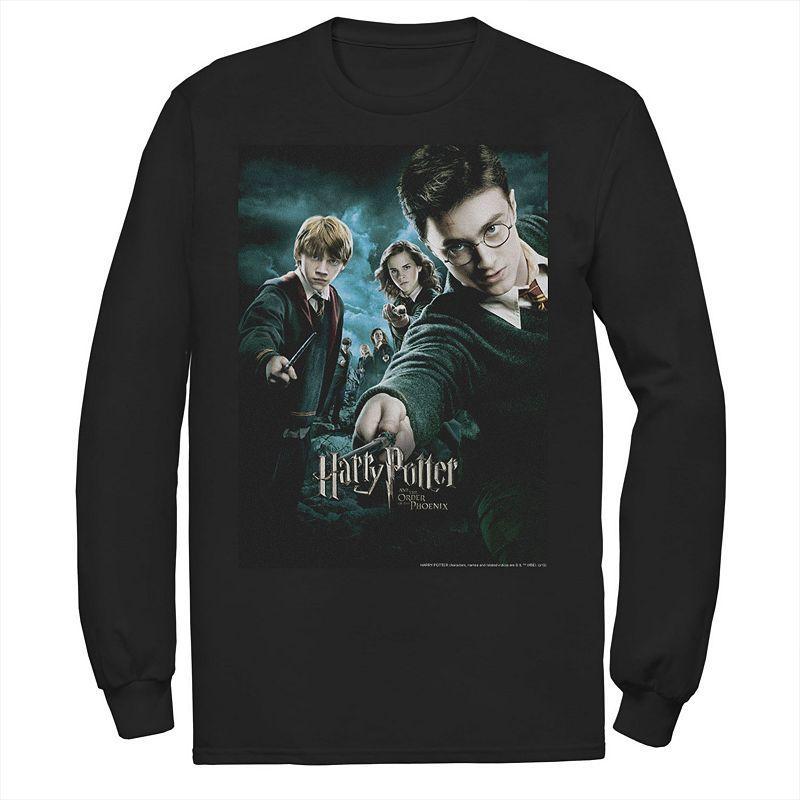 Mens Harry Potter Order Of The Phoenix Wands Drawn Poster Long Sleeve Graphic Tee Product Image