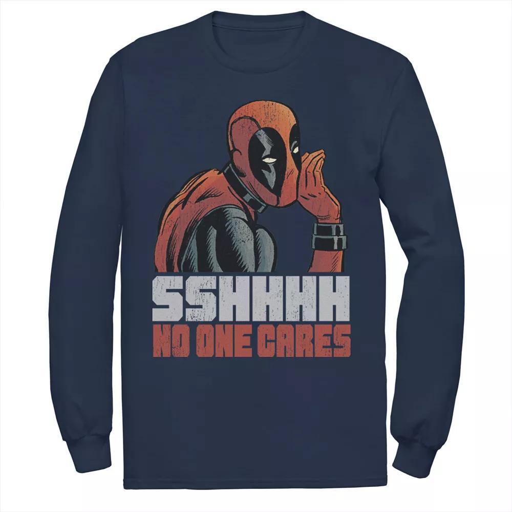 Men's Marvel Deadpool SSHHHH No One Cares Whisper Long Sleeve Graphic Tee,  Product Image