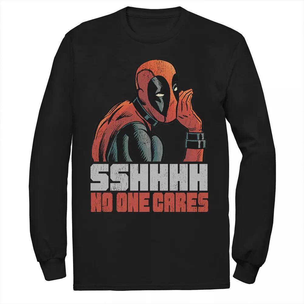 Men's Marvel Deadpool SSHHHH No One Cares Whisper Long Sleeve Graphic Tee,  Product Image