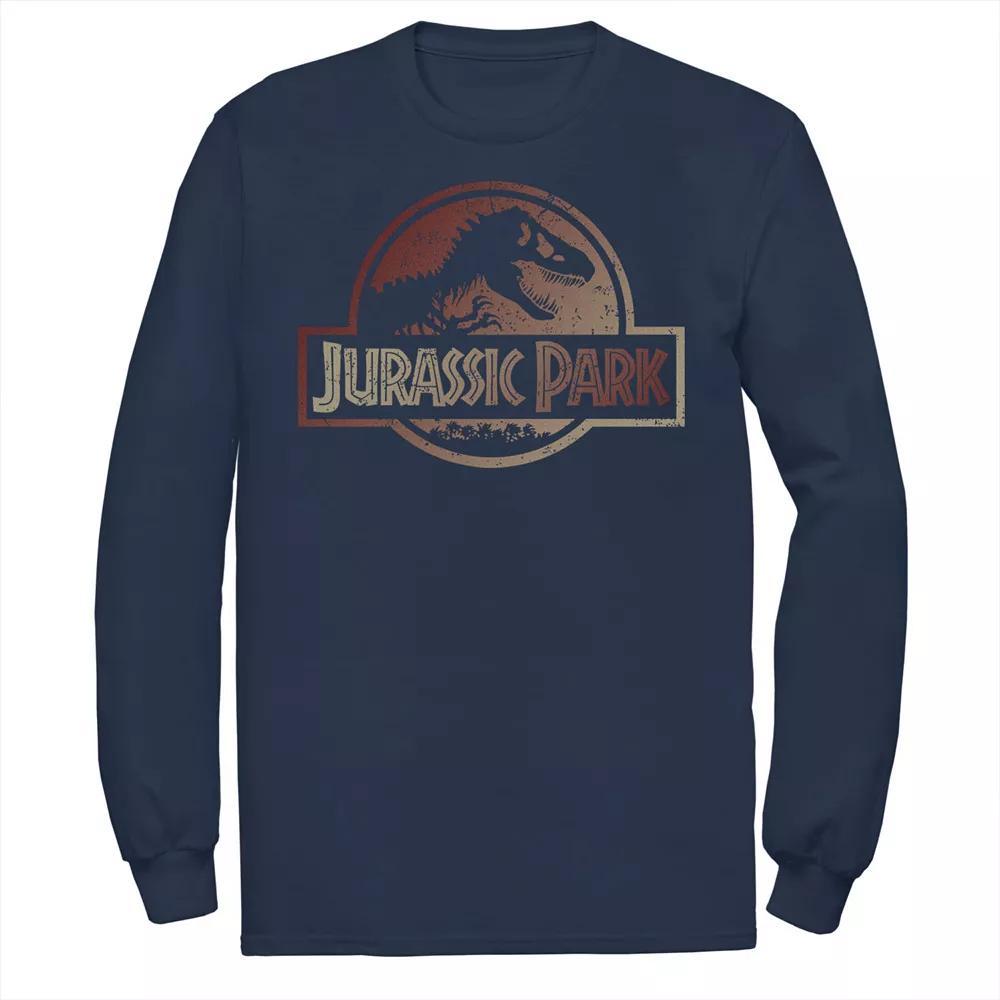 Men's Jurassic Park Blue & Purple Fossil Logo Long Sleeve Graphic Tee, Size: 3XL, Black Product Image