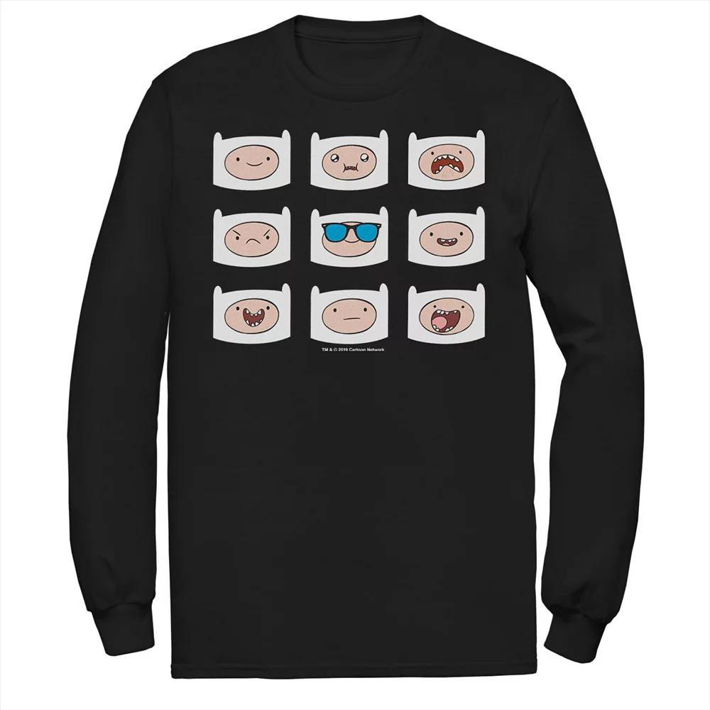 Men's Adventure Time Finn's Many Faces Grid Long Sleeve Graphic Tee,  Product Image