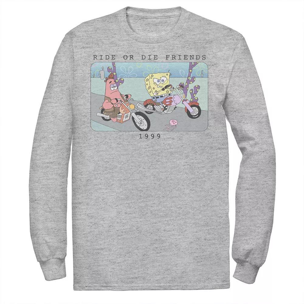 Men's Nickelodeon SpongeBob SquarePants Ride Or Die Friends 1999 Portrait Long Sleeve Graphic Tee,  Product Image