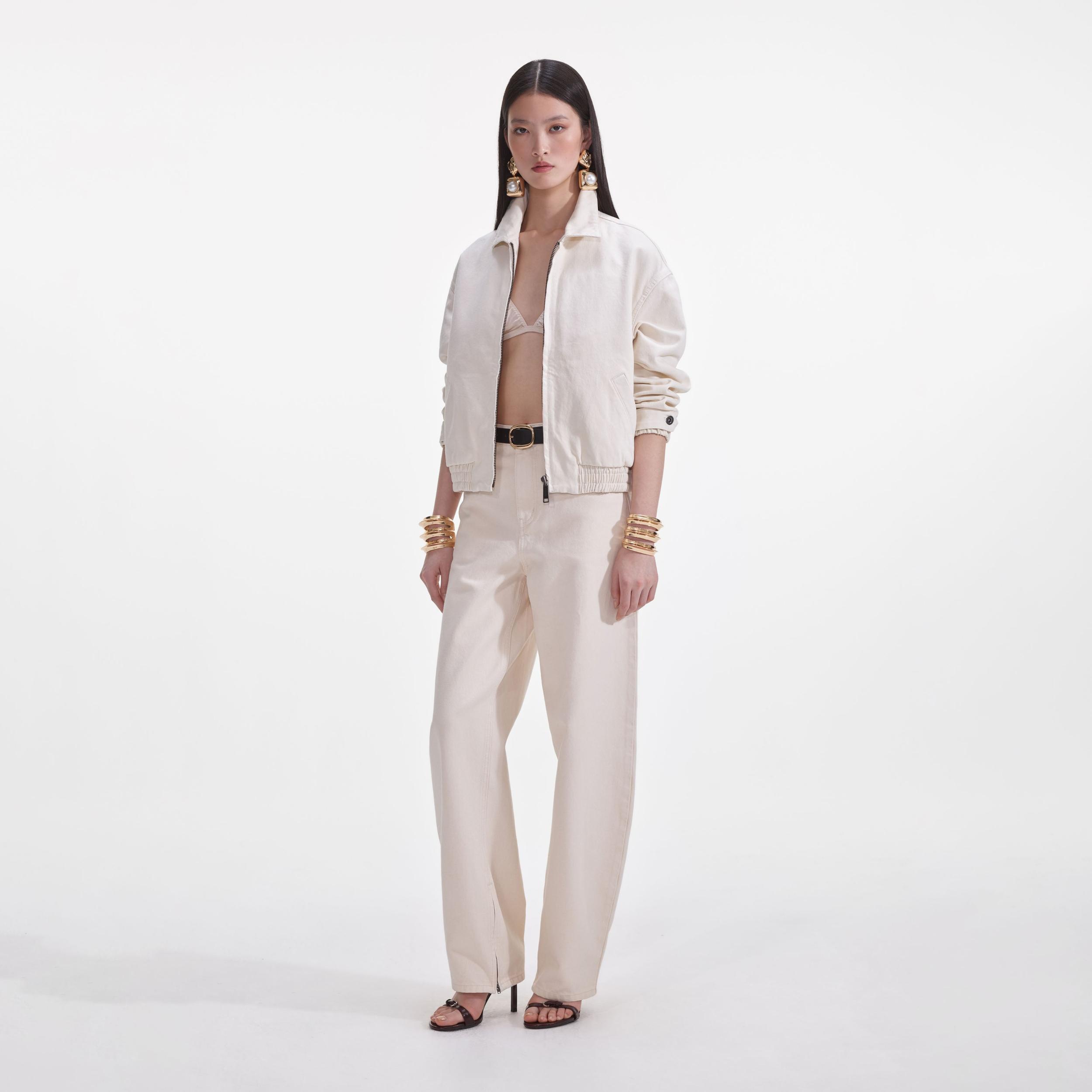 Cream Lightweight Denim Jacket Product Image