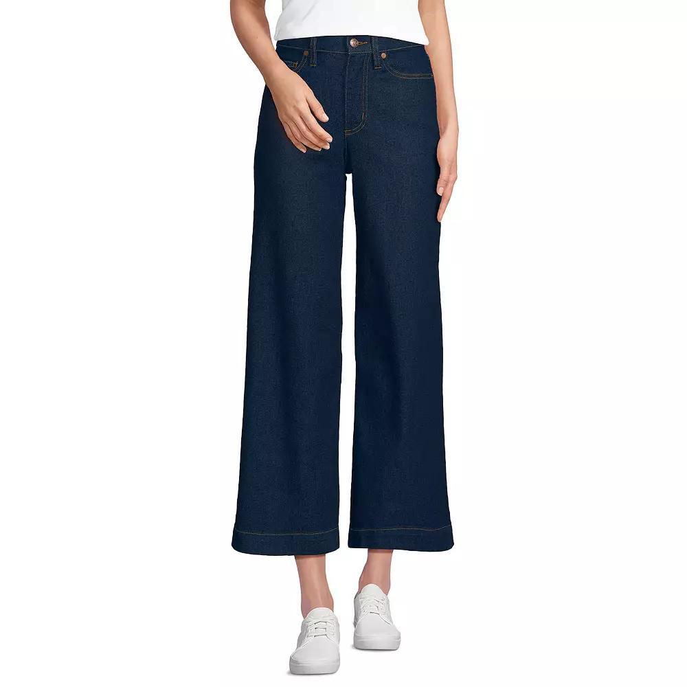 Women's Lands' End Recover Denim High Rise Wide Leg Crop Jeans, Size: 2, Blue Tide Blue Product Image